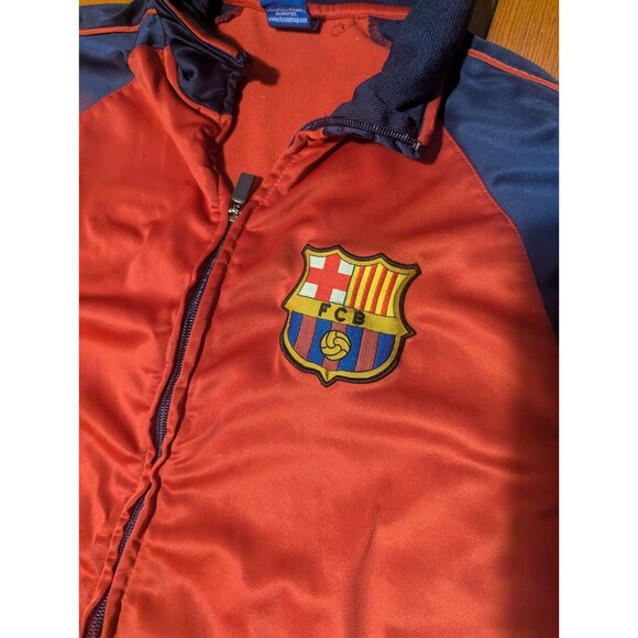 FC Barcelona FCB Large Jacket Zip-up Warm-up Mock Neck Size L Vintage - Picture 3 of 6